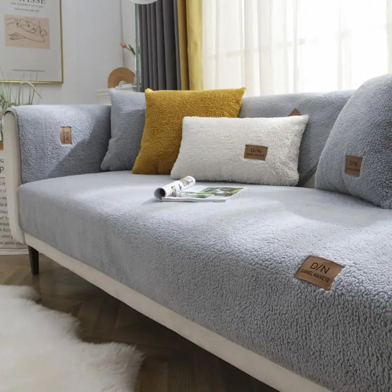 Skanto | Vanntett Tykk Fuzzy Sherpa Fleece Rutsjesikker Sofa Deksel