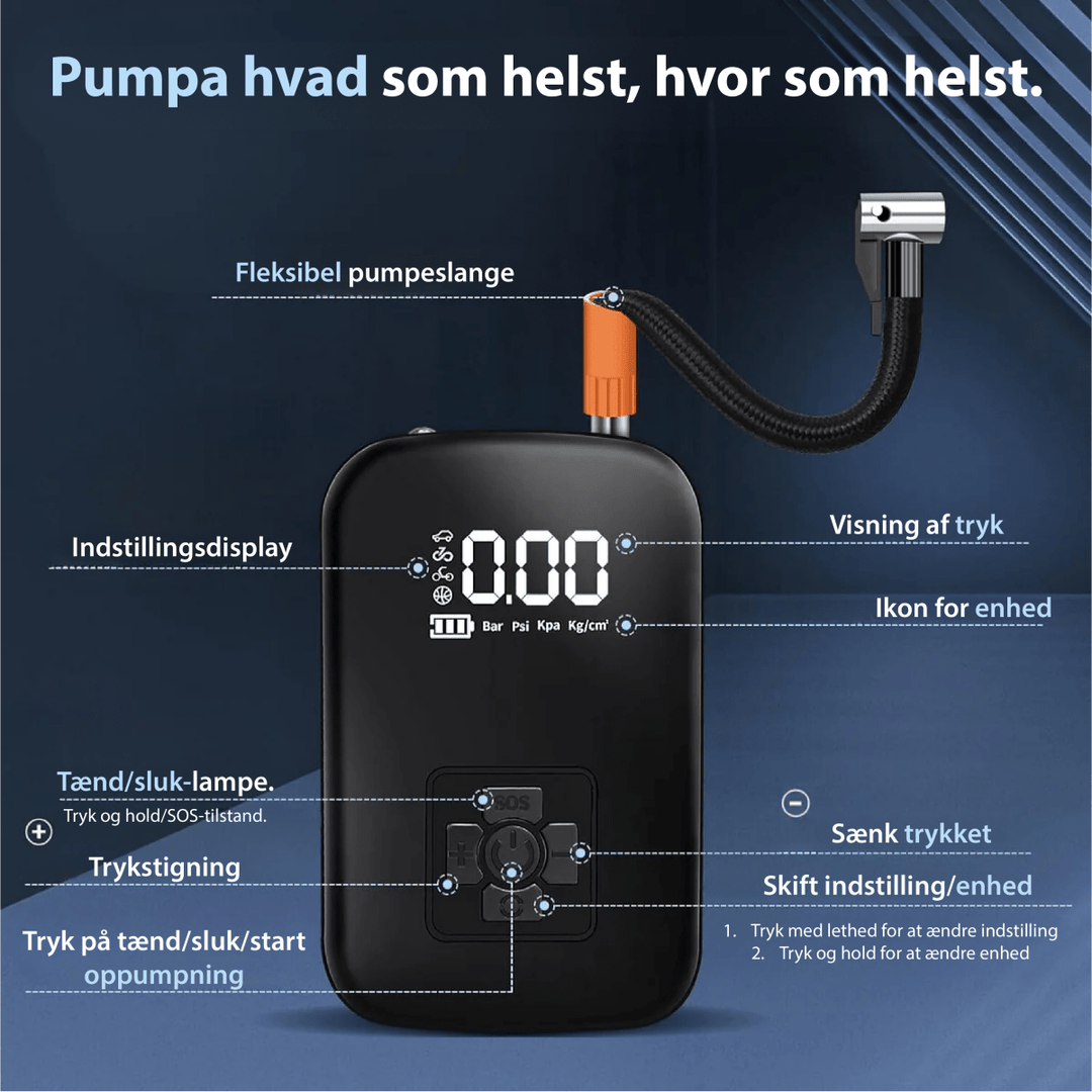 Skanto | Kompakt elektrisk luftpumpe for dekk, baller og madrasser