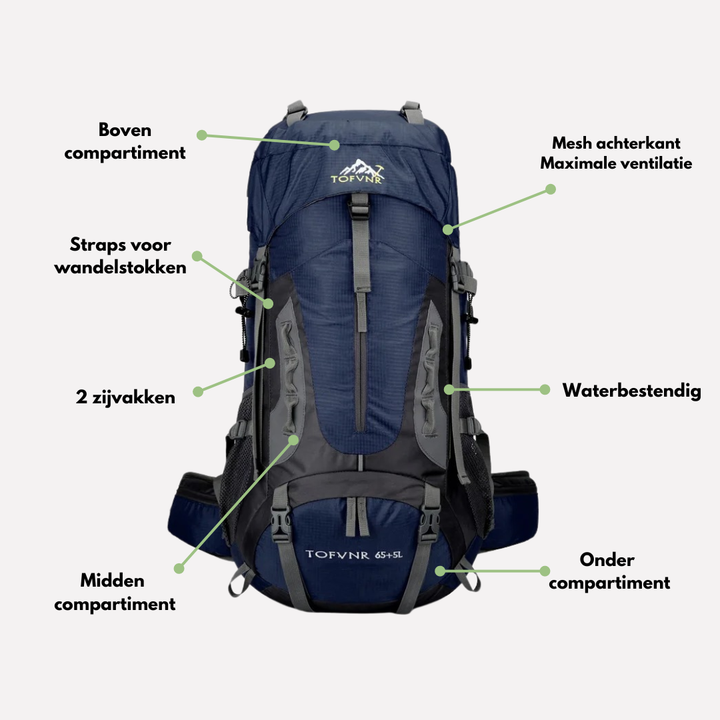 Skanto | 60L vanntett ryggsekk – Romslig og holdbar bag for utendørs eventyr