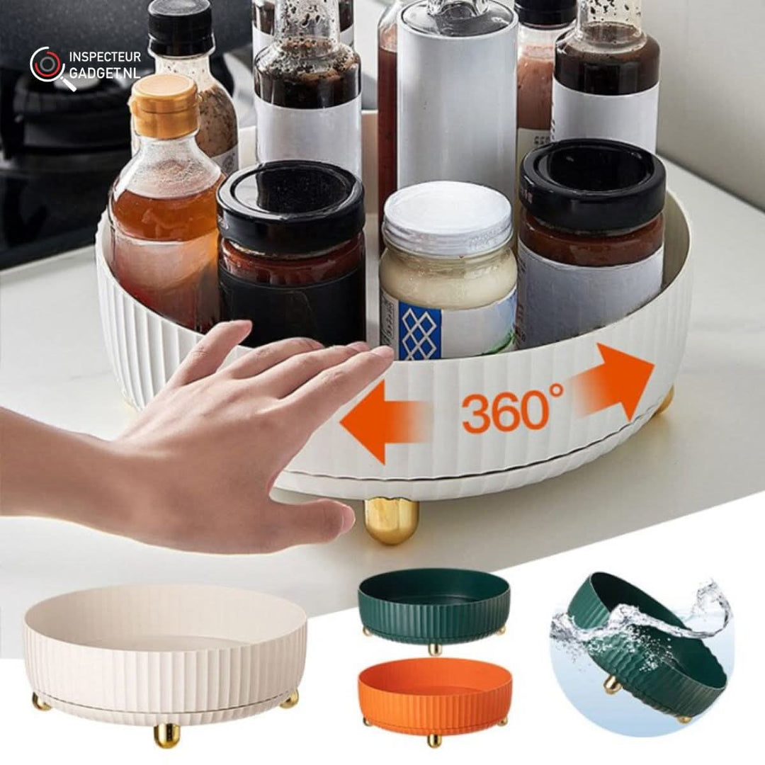 Skanto | 360° ROTASJONSORGANISER – Rotérbar lagringsassistent for kjøkken, bad og kontor med plassbesparende design