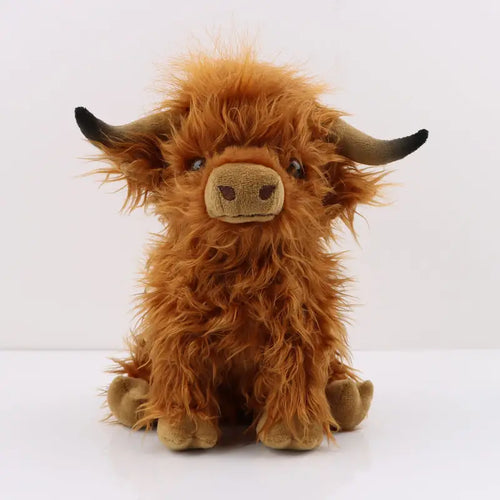 Norvo | Highland Cuddle Cow | Mykt og Koselig Kosedyr | Brun/Vit