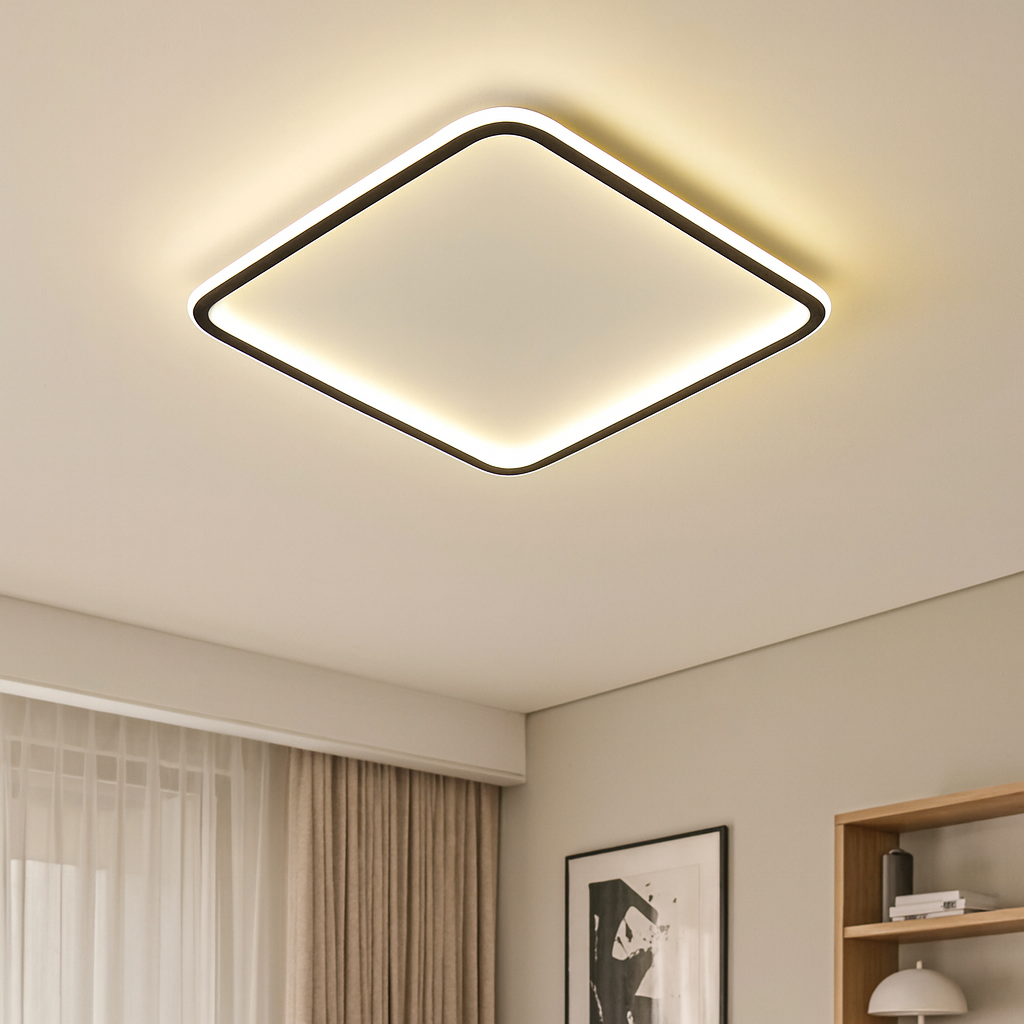 Skanto | Firma LED Taklampe i Skandinavisk Stil – Elegant for Stue og Soverom, Varmt Lys 3000K, Dimensjoner 40x40 cm