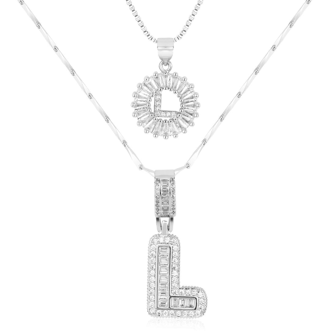 Skanto | 2pc 14k Diamant Bokstav Initial Halskjeder