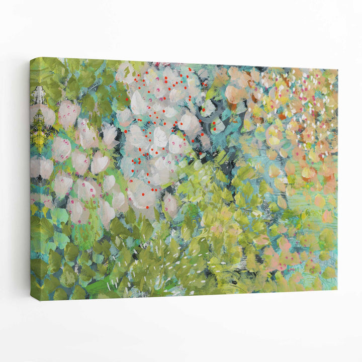 Abstrakt grønt blomsterkunst lerretsbilde