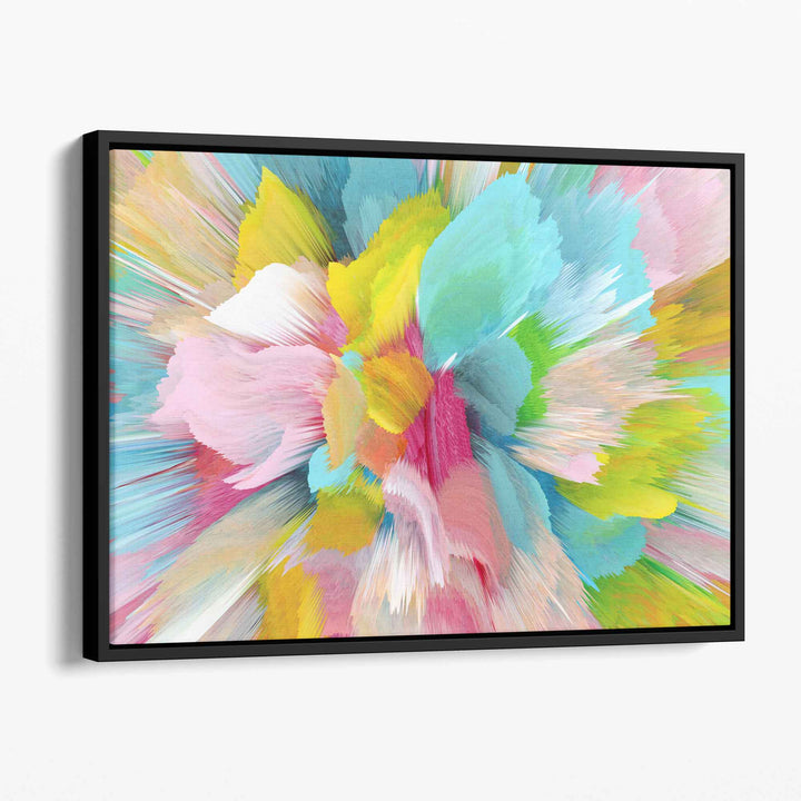 Abstrakt blå og rosa blomsterkunst på lerret