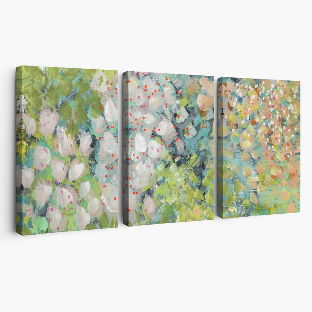 Abstrakt grønn blomsterkunst på lerret