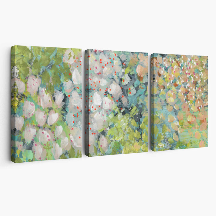 Abstrakt grønn blomsterkunst på lerret