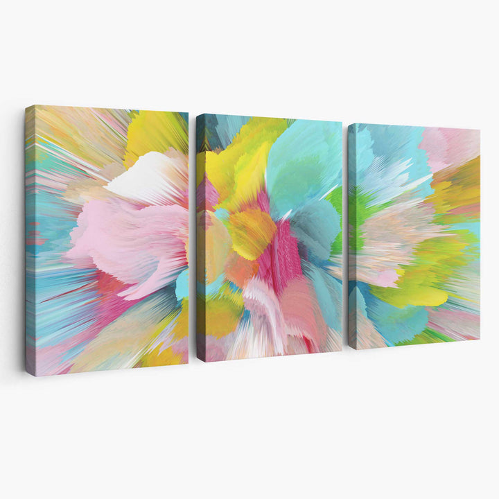 Abstrakt blå og rosa blomsterveggkunst på lerret