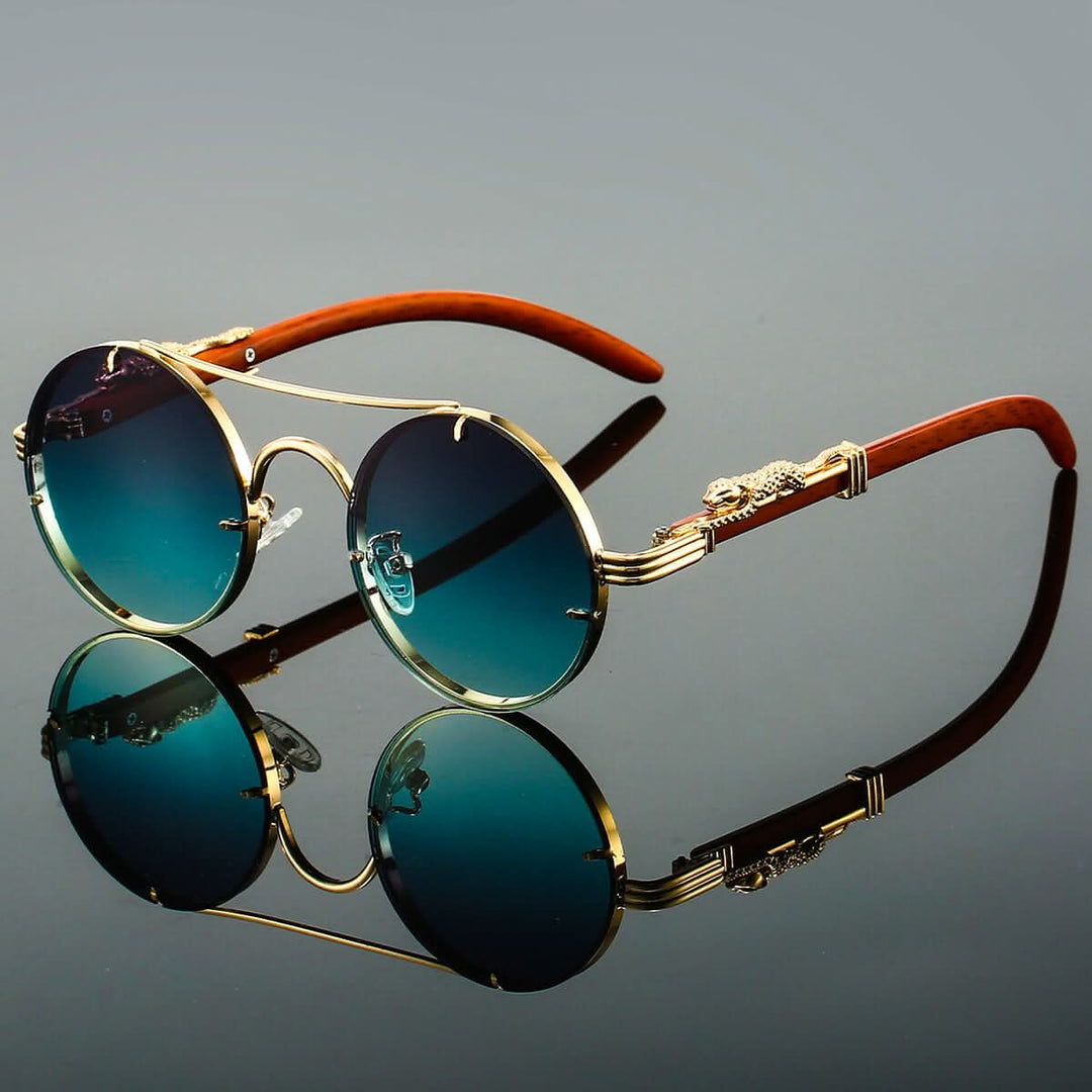 Skanto | Herre Oval Metall Retro Solbriller med UV-beskyttelse