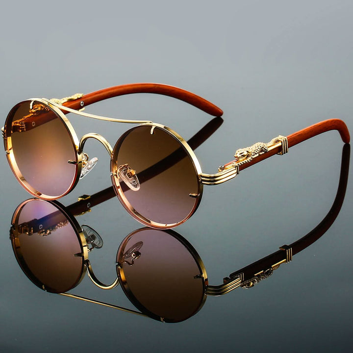 Skanto | Herre Oval Metall Retro Solbriller med UV-beskyttelse