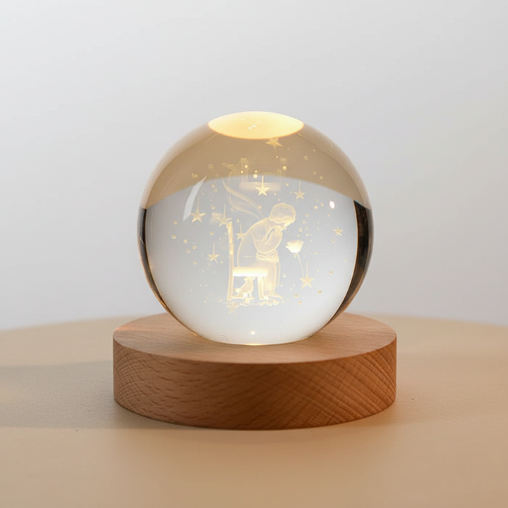 Skanto | AstroGlobe 3D Lampe – Sferisk Tre Bordlampe med Varme LED Lys og Planet Design