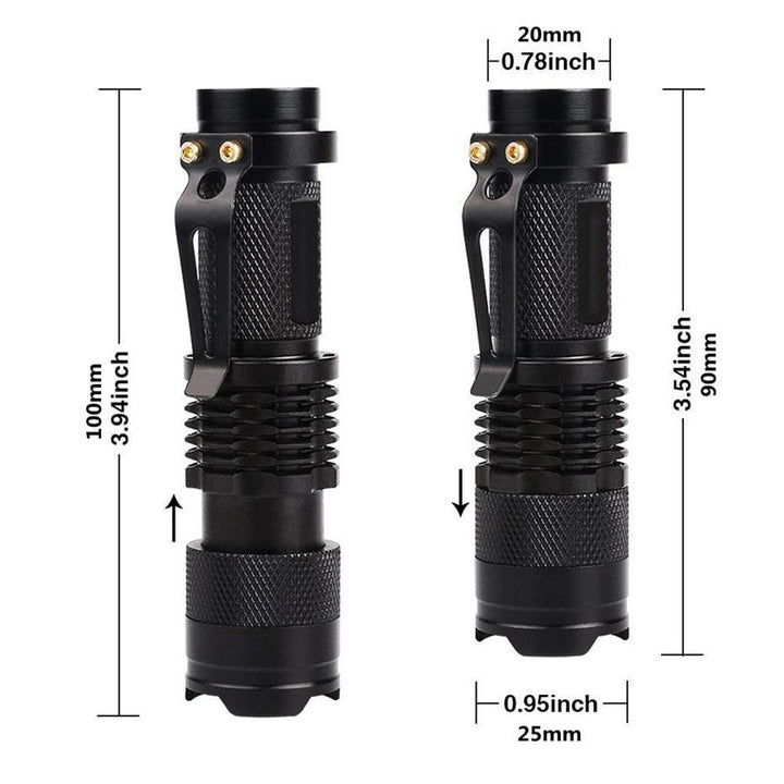 Skanto | LED UV Lommelykt Ultrafiolett Torche Med Zoomfunksjon Mini UV Svart Lys Pet Urin Flekk Detektor Skorpion Jakting