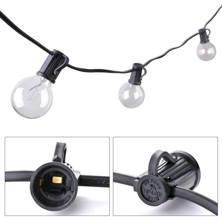 Skanto | G40-EU-25 G40 7.6m 175W E12 IP44 vanntett Retro Filament lyspærer lyskjede, 25 lyspærer LED dekorativ lampe for hage, bygg, bar, fest, bryllup, AC 220V, EU plugg (Varm Hvit)