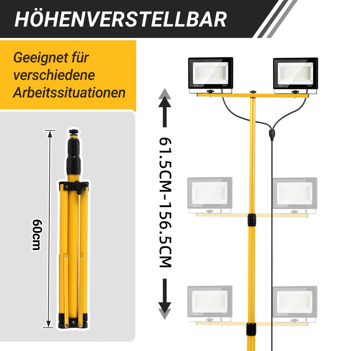 LED Konstruksjonslys 2 x 50W/100W/200W med Stativ Justerbar | Skanto