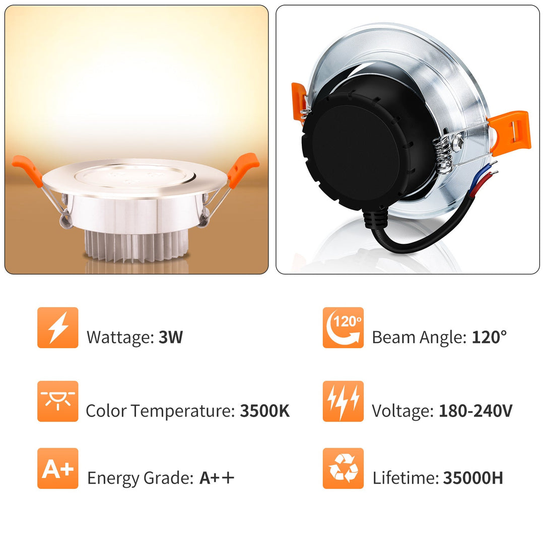 LED innfelt spotlight LED spot 3W kjølig hvit/varm hvit | Skanto