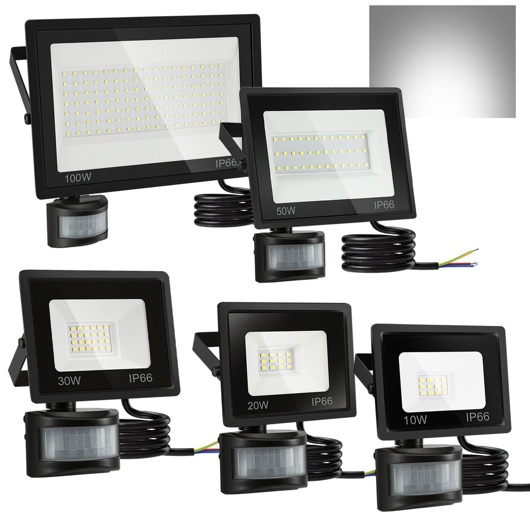 LED Flomlys med Bevegelsessensor Kald Hvit 10W-100W (uten kontakt) | Skanto