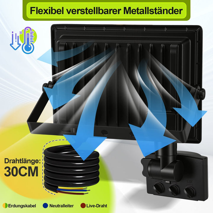 LED Flomlys med Bevegelsessensor Kald Hvit 10W-100W (uten kontakt) | Skanto