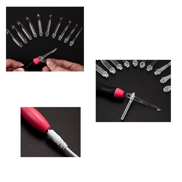 Sett med ergonomiske LED heklenåler
