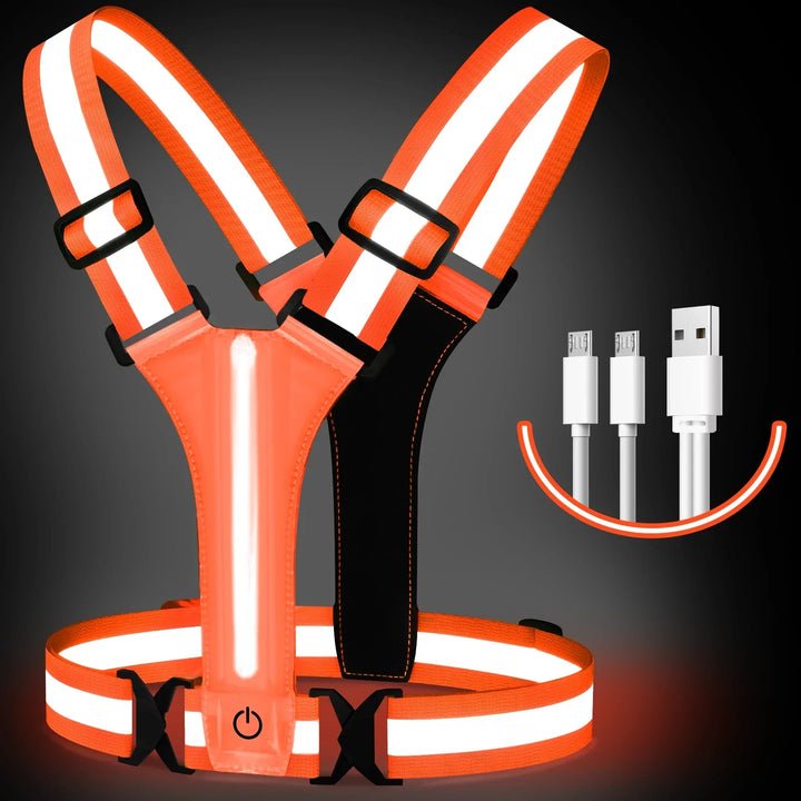 LED Løpevest – Oppladbar Sikkerhetsvest med Refleksstriper | Skanto