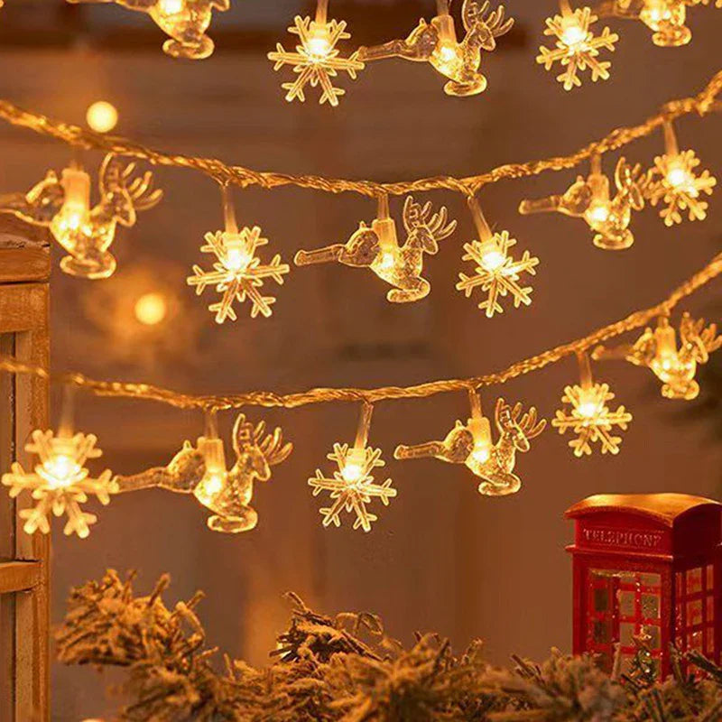 Skanto | Julelyslenke med Snøfnuggdesign – LED Lyslenke på Batterier for Festlig Stemning