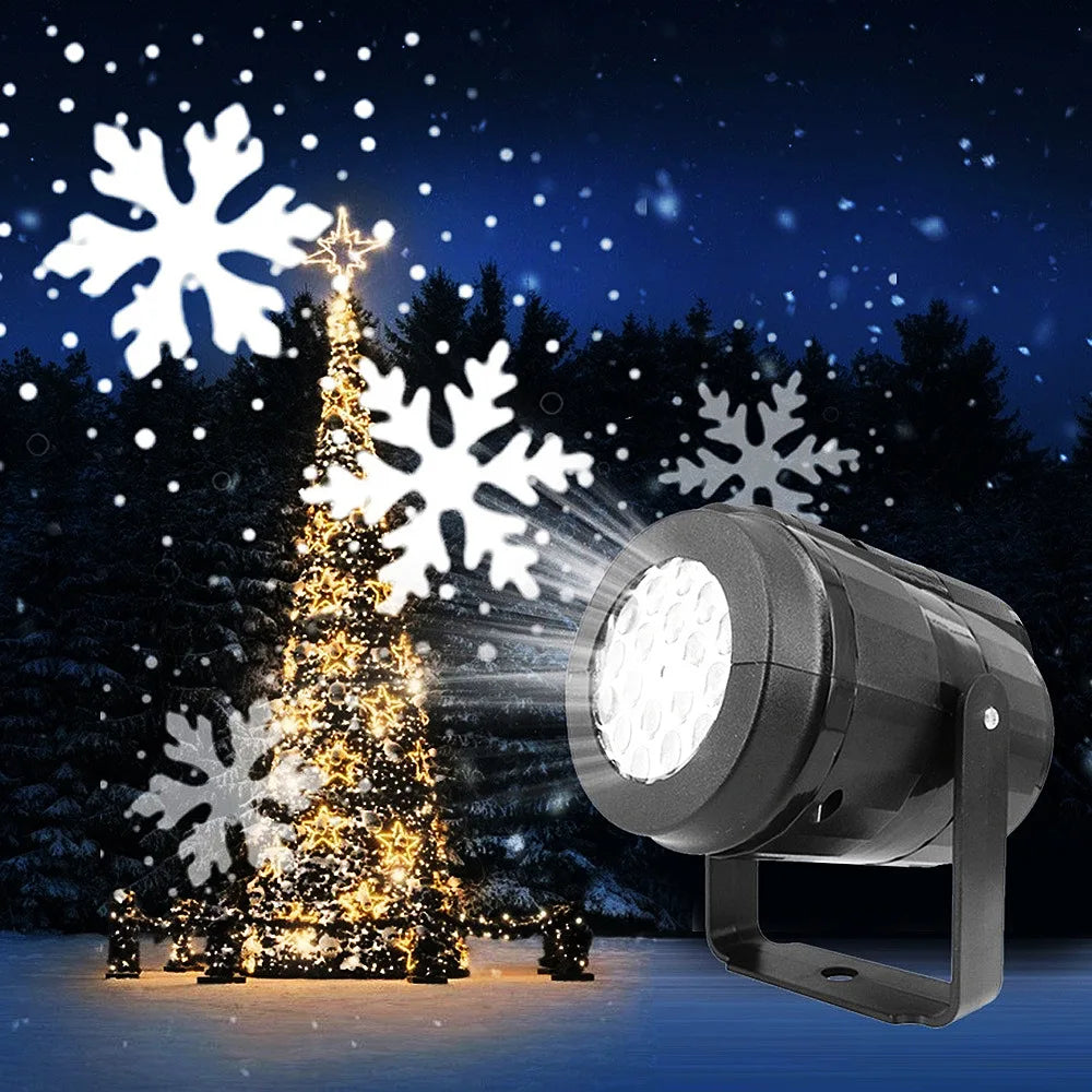 Skanto | LumiFlake LED Snøfnugg Projektor – Magisk Julebelysning med USB-Tilkobling, Værbestandig for Innendørs & Utendørs