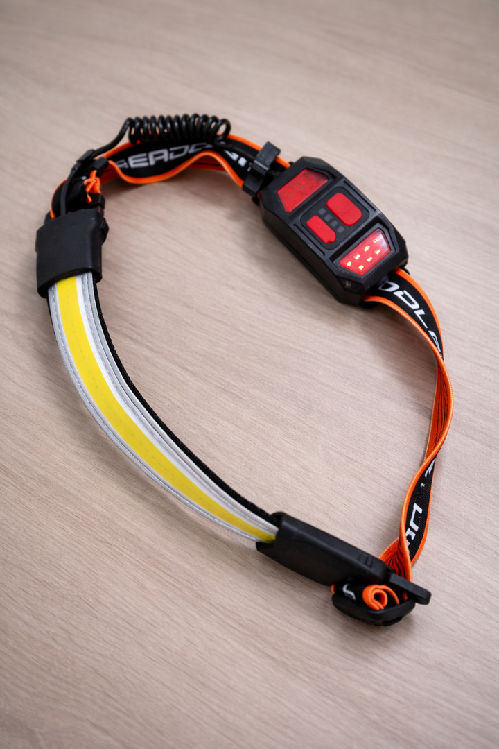 Skanto | Hopedone Oppladbar Hodelykt 1000 Lumens, 230° Vidvinkel, Vanntett, 2-Pack, Oransje