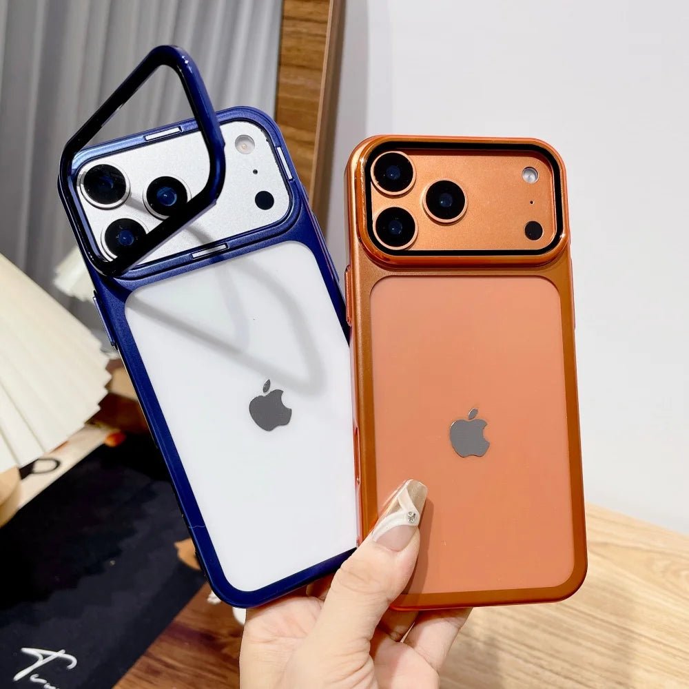 Skanto | Ultra-tynn iPhone 17 deksel med sammenleggbart kamerastativ og glassbeskyttelse