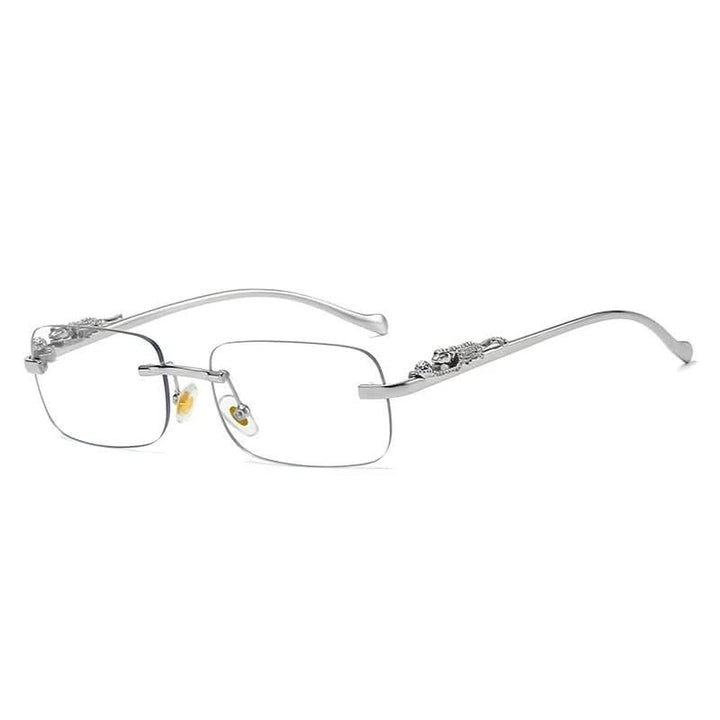 Randlose Sonnenbrille mit Leopardenkopf-Design og UV400-Schutz
