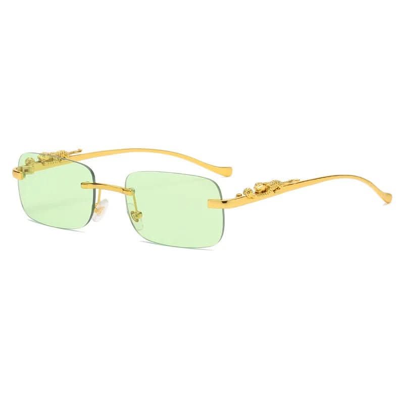 Randlose Sonnenbrille mit Leopardenkopf-Design og UV400-Schutz