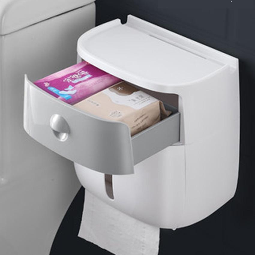 Skanto | LF82003 toalettpapirholder plast badeværelse dobbel papirlommekasse vegghengt papirhylle oppbevaringsboks toalettpapir dispenser