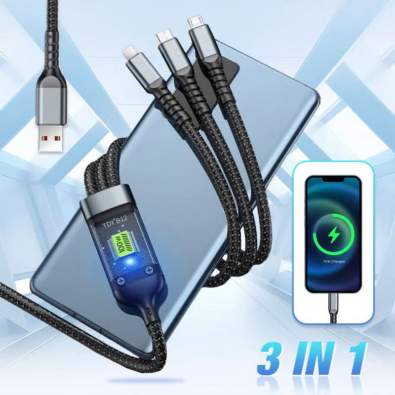 Skanto | 3-i-1 Super-Rask Laderkabel med Lysende Design