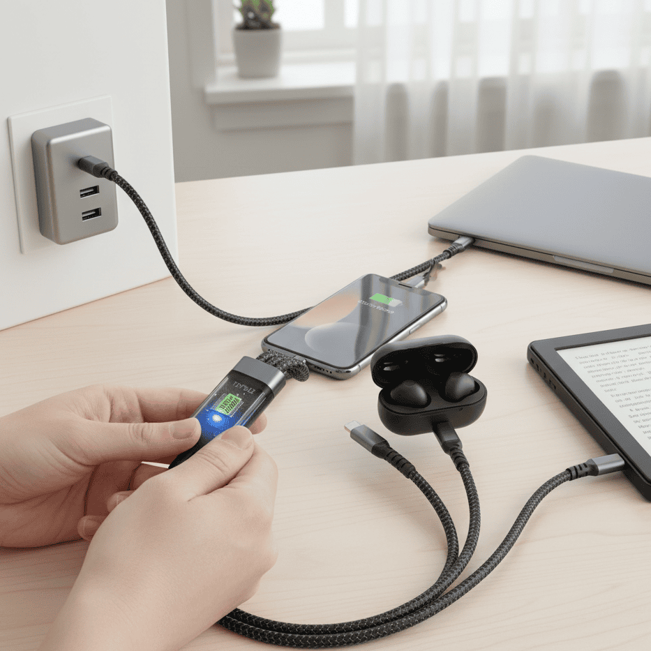 Skanto | 3-i-1 Super-Rask Laderkabel med Lysende Design