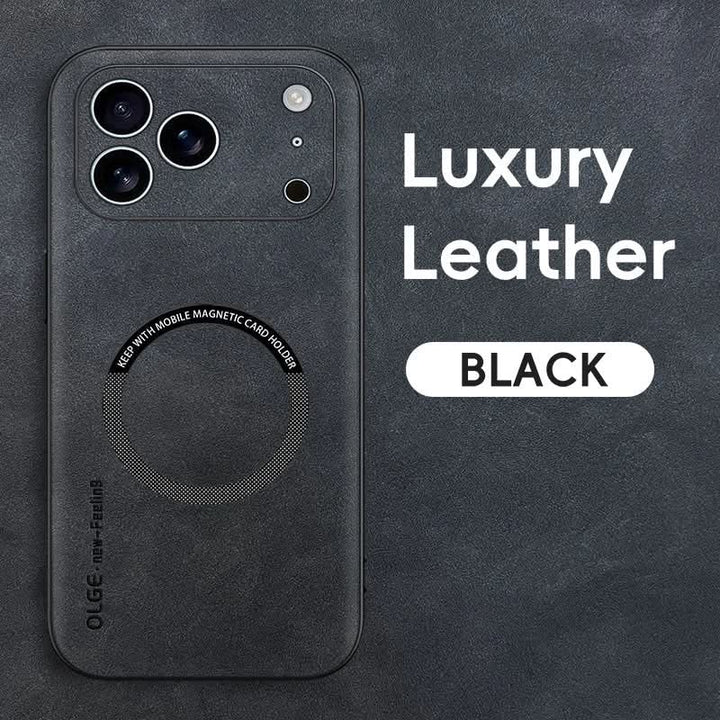 Skanto | Premium lær MagSafe-deksel for iPhone 11-17 serie