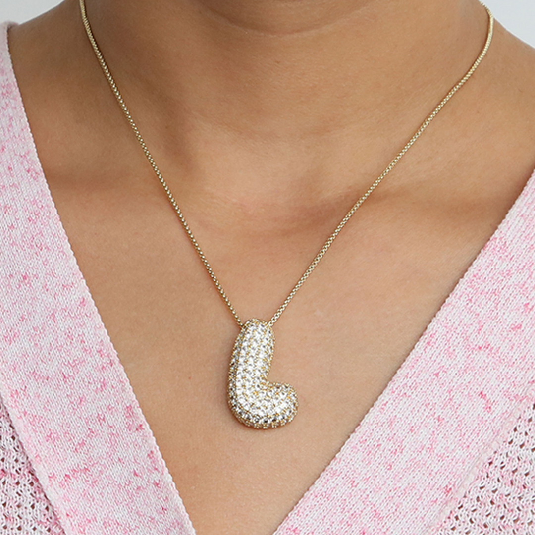 Skanto | Chunky Bubble Diamond Dazzle Initial Halskjeder