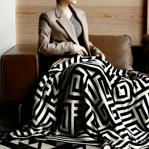 Skanto | Labyrintisk Geometrisk Jacquard Kaste Teppet