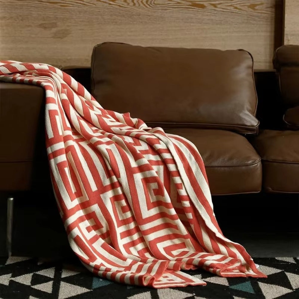 Skanto | Labyrintisk Geometrisk Jacquard Kaste Teppet