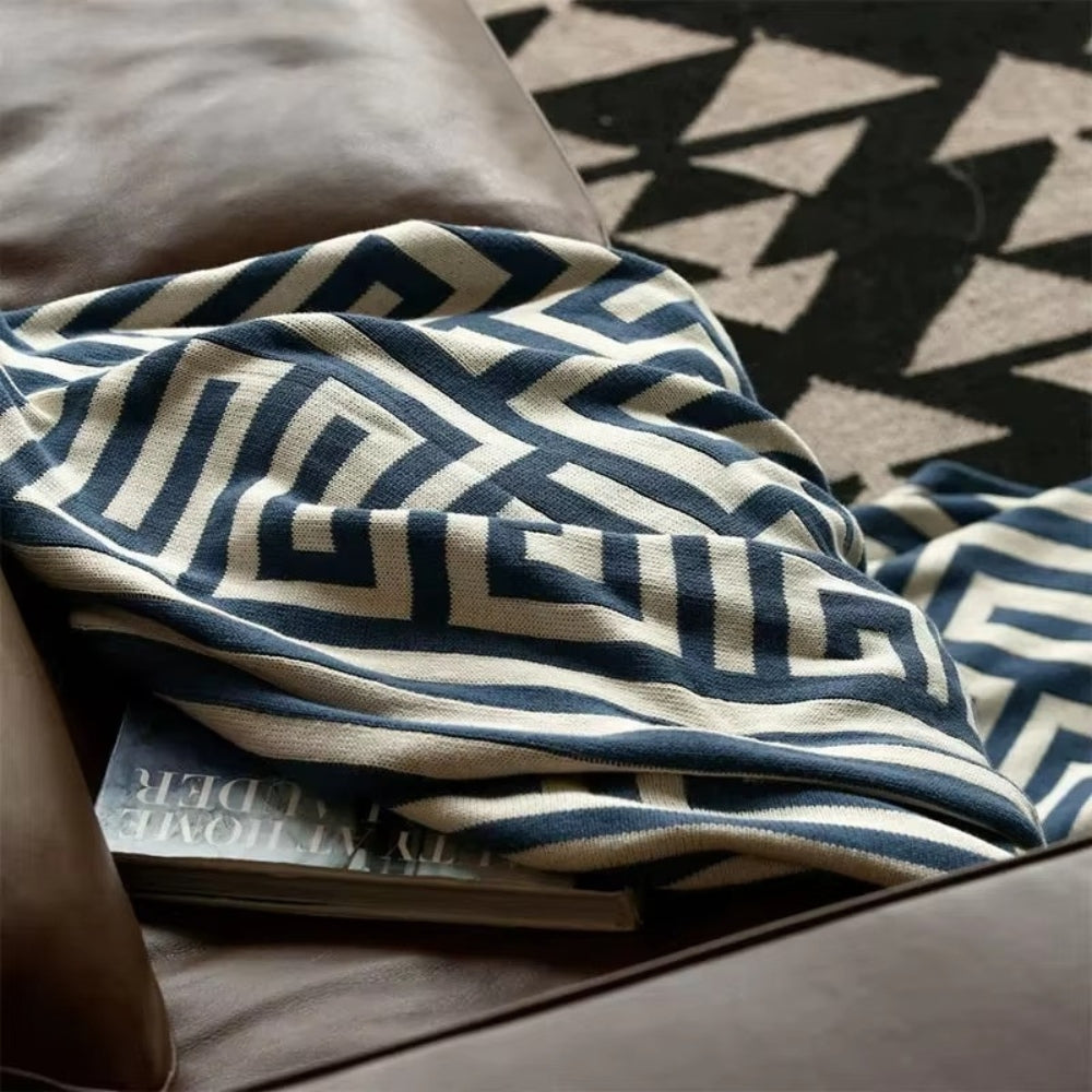 Skanto | Labyrintisk Geometrisk Jacquard Kaste Teppet
