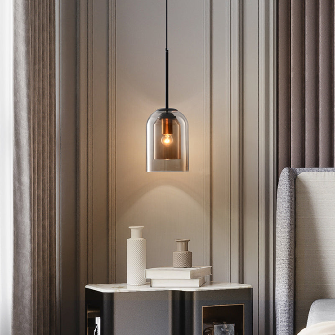 LuxeBeam-lampe – Moderne pendellampe laget av dobbeltbuet glass