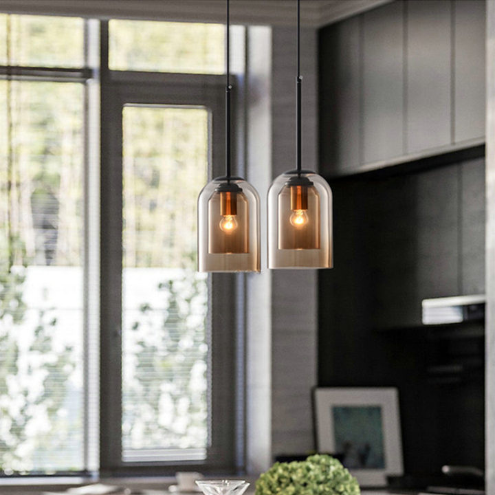 LuxeBeam-lampe – Moderne pendellampe laget av dobbeltbuet glass