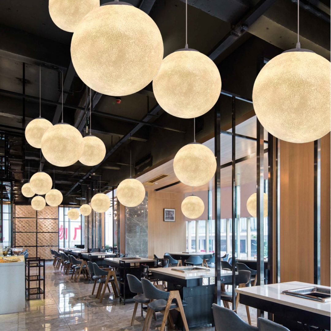 Skanto | Moon Hengende Lampe med Bambushette – Modern Belysning for Stue og Soverom, LED-lamper, Minimalistisk Design
