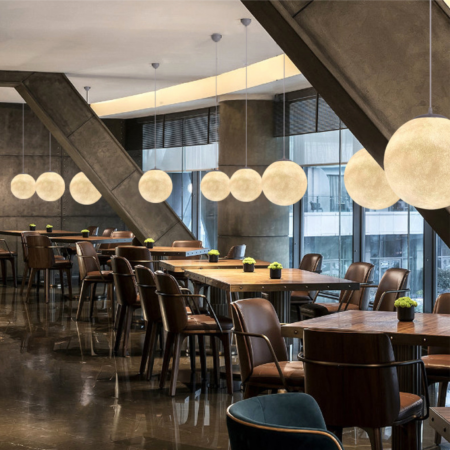 Norvo | Moon Hengende Lampe med Bambushette – Modern Belysning for Stue og Soverom, LED-lamper, Minimalistisk Design