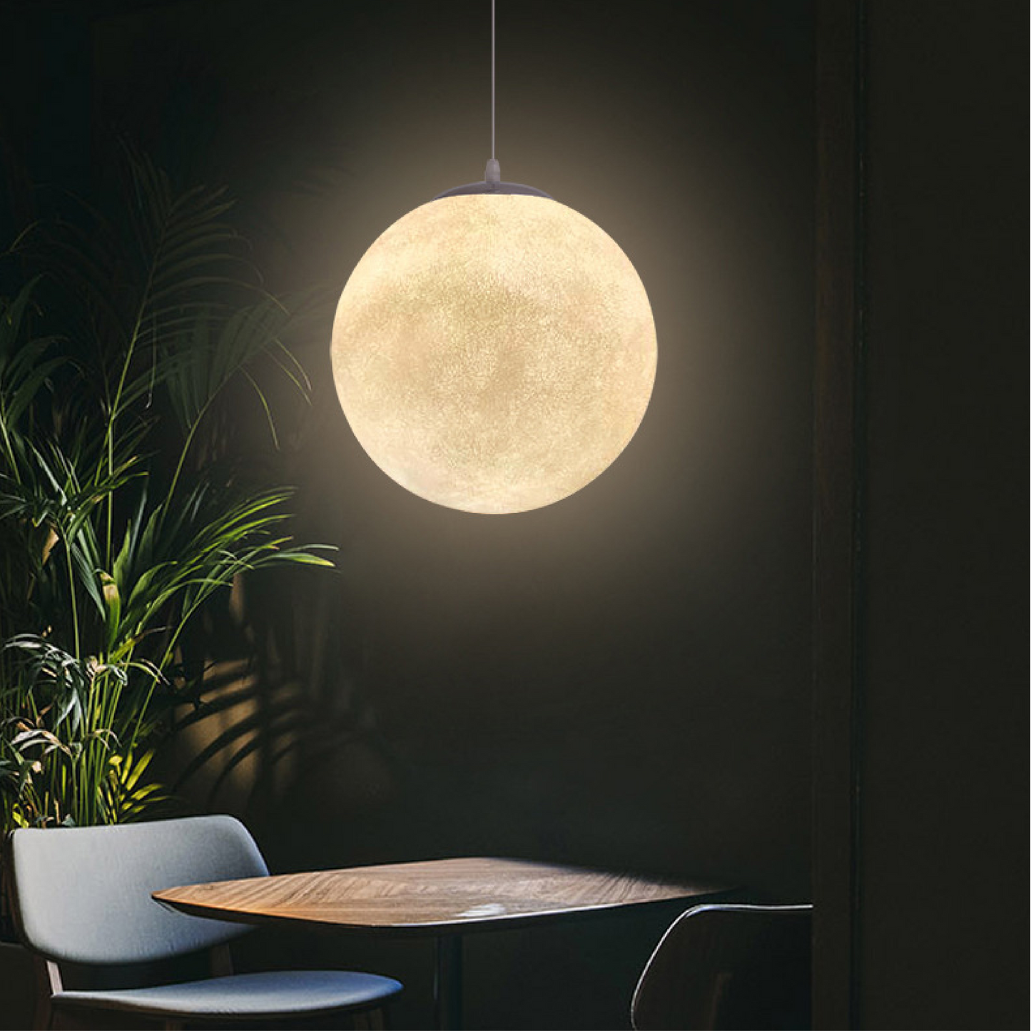 Norvo | Moon Hengende Lampe med Bambushette – Modern Belysning for Stue og Soverom, LED-lamper, Minimalistisk Design