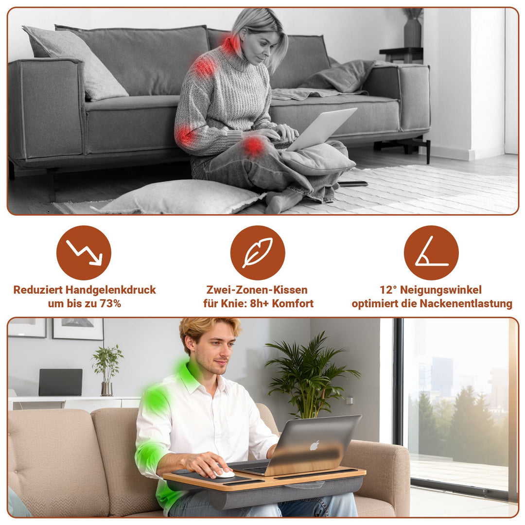 Laptopputerpute ergonomisk laptopbord med håndleddsstøtte & polstret | Skanto