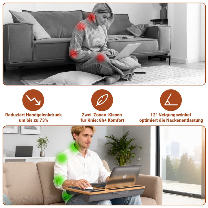 Laptopputerpute ergonomisk laptopbord med håndleddsstøtte & polstret | Skanto