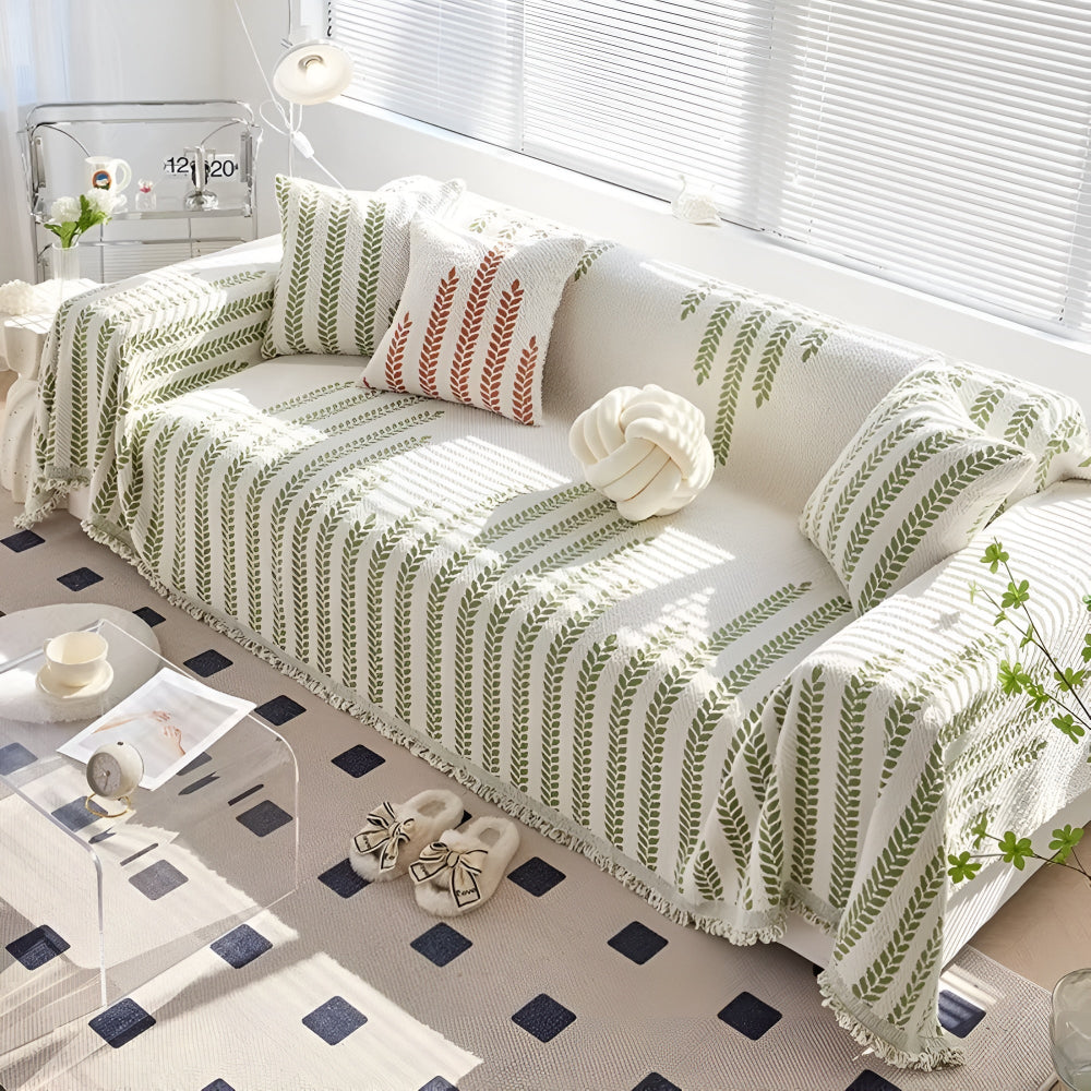 Skanto | Leaf Fringed Lace Sofa Cover