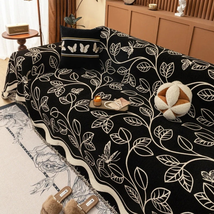Skanto | Blad Inspirert Luksus Chenille Sofa Cover