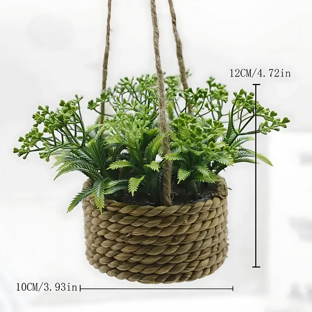 Skanto | Leafara Henge Kunstig Plante i Vevd Kurvpotte