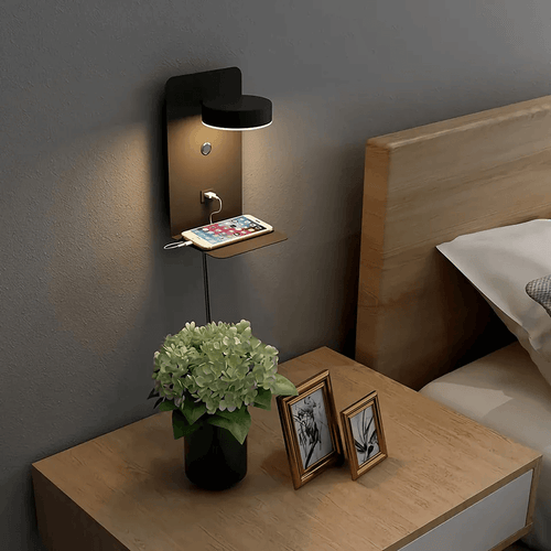 Skanto | BrightSpot Nattlampe med Lader – 330° Rotasjon LED Skrivebordlys med USB Laderdock