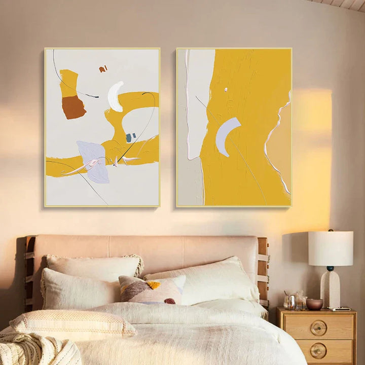 Sitrongul Abstrakt Veggkunst Fine Art Lerretutskrifter Moderne Minimalistiske Fargerike Nordiske Bilder For Stue Soverom Kunst Dekor | Skanto