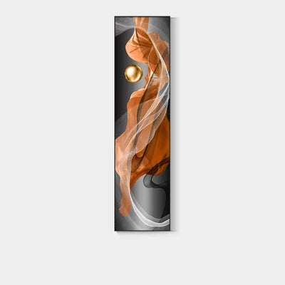 Lett Luxus Abstrakt Gylden Drapering Fin Kunst Lerret Trykk Vertikale Vegg Kunst Stykker med Rike Amber Toner og Glitrende Kule for Moderne Hjem eller Kontordekor | Skanto